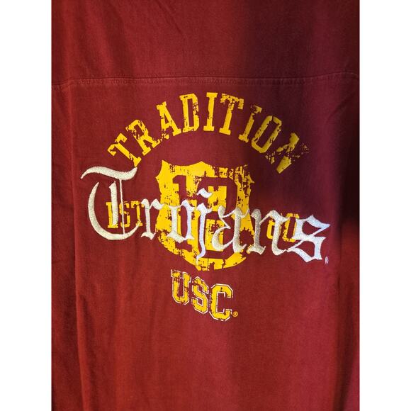 USC Trojans NCAA Cadre Red Long Sleeve Embroidered Shirt Mens XL Burgandy Gold - Picture 3 of 8